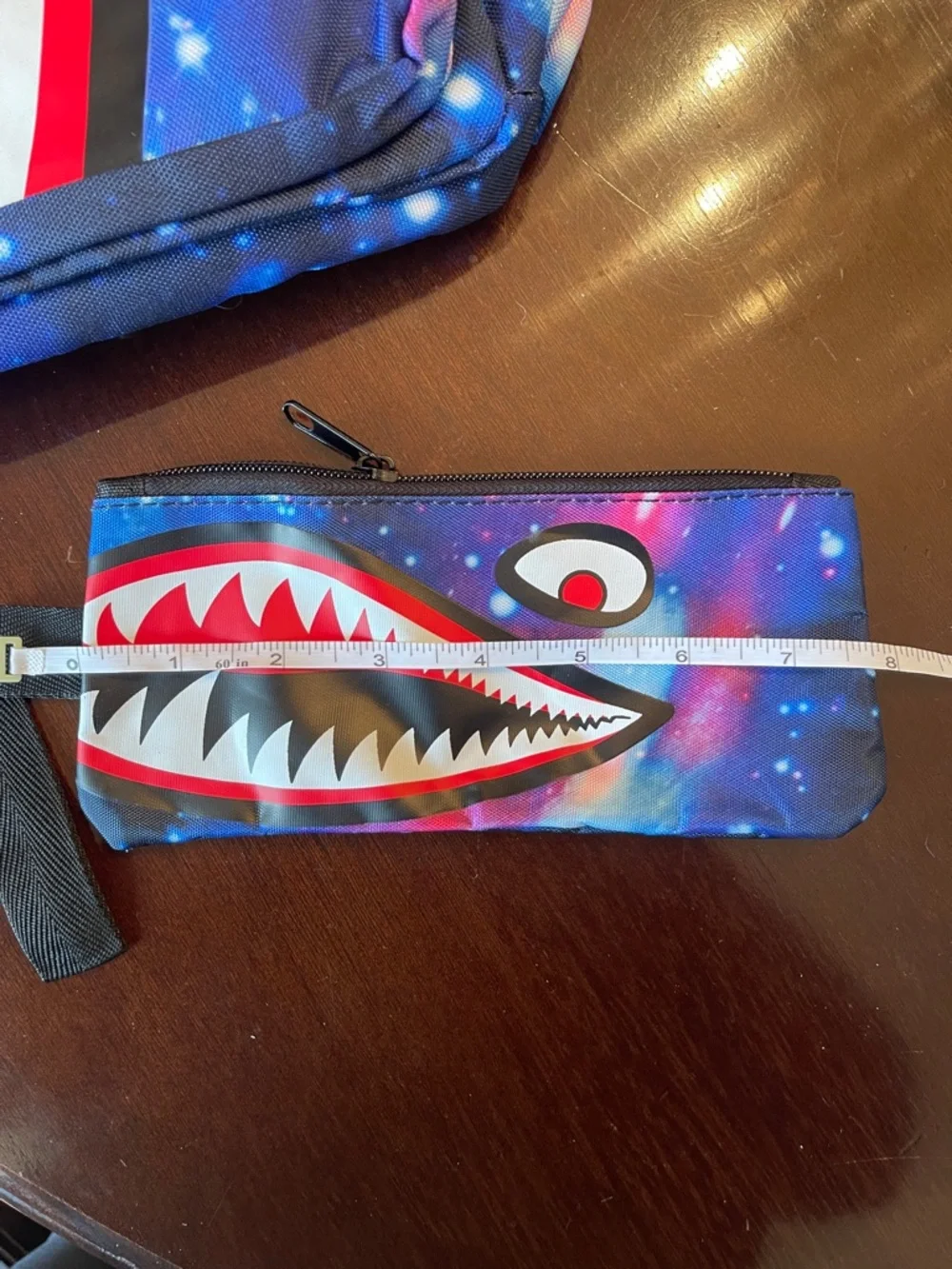 Shark Mouth Backpack Galaxy Print School Bag with Teeth Design USB port nwt